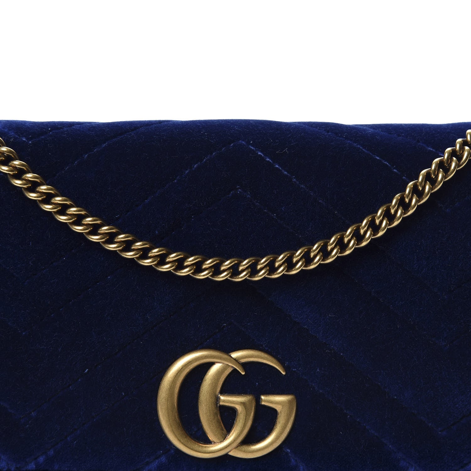 Gucci Velvet Matelasse GG Marmont Mini Bag Cobalt Blue 8 of 9