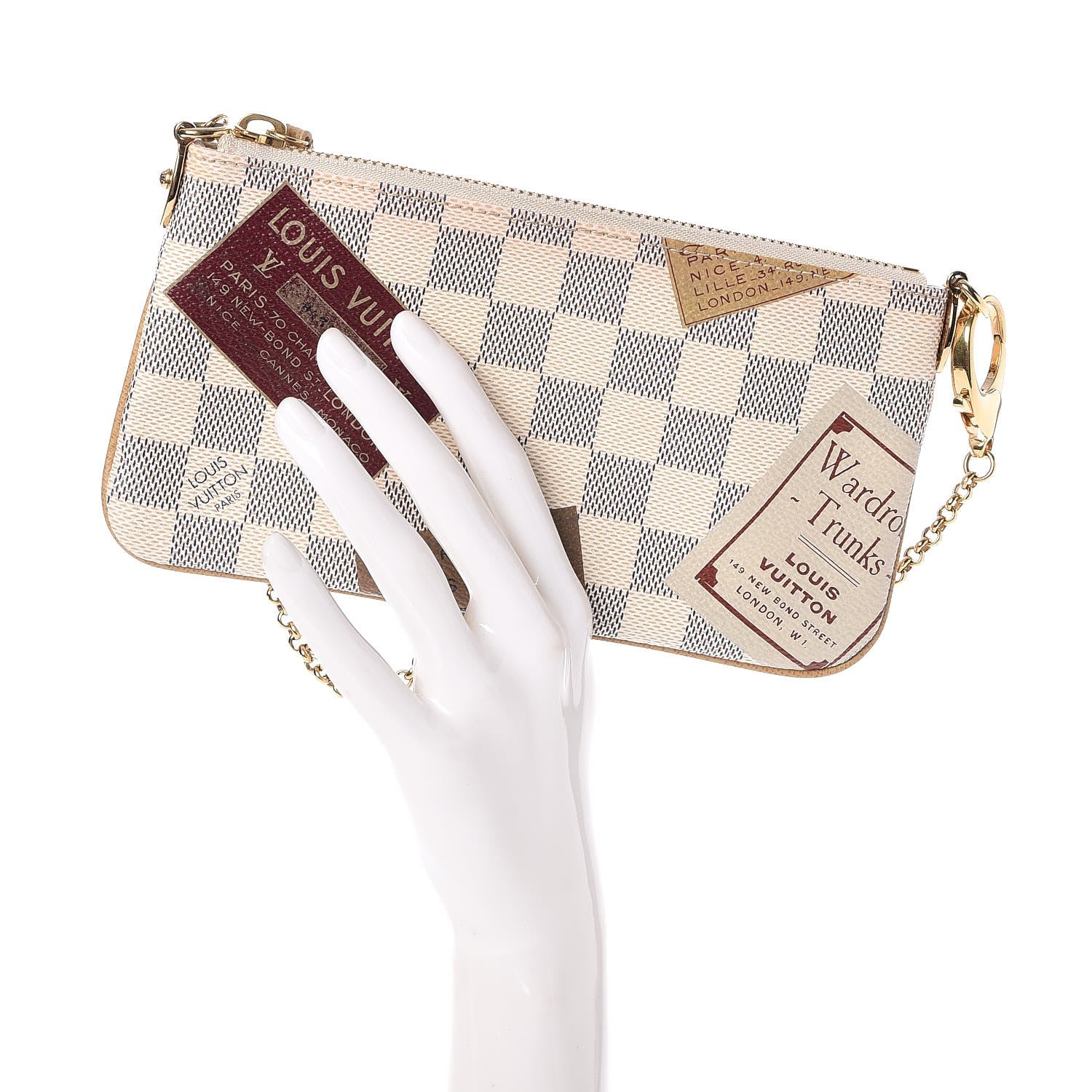 Louis Vuitton Damier Azur Trunks Labels Pochette Milla MM 2 of 7