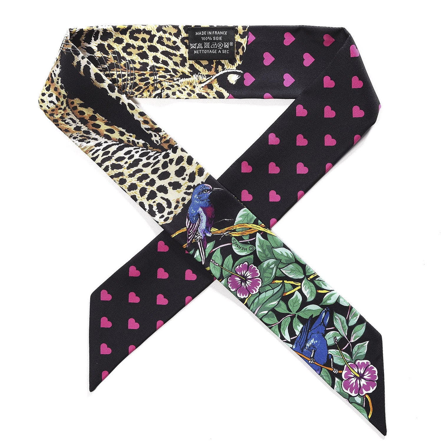 Hermes Silk Jungle Love Love Twilly Black Vert Rose Vif 1 of 3