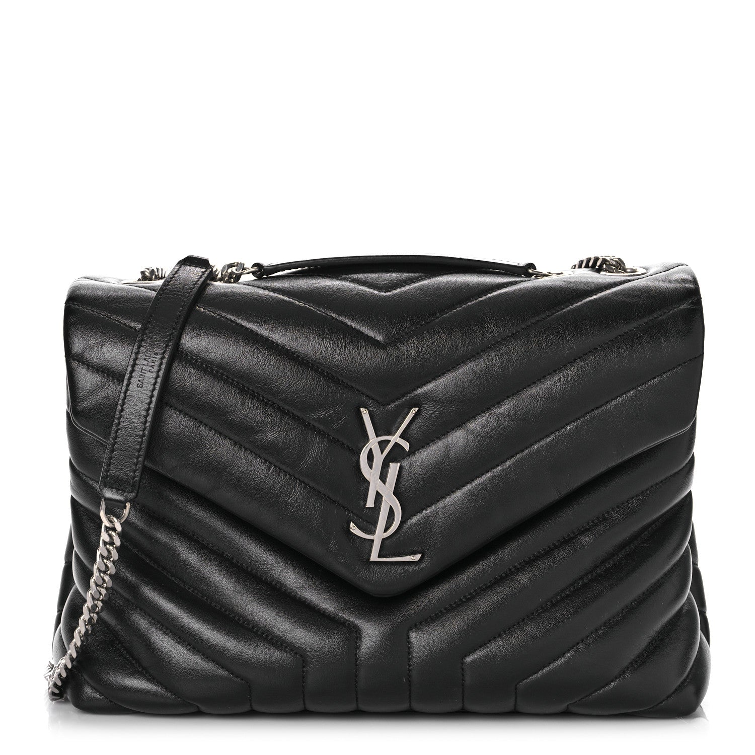 Saint Laurent Calfskin Y Quilted Monogram Medium Loulou Chain Satchel Black 1 of 10