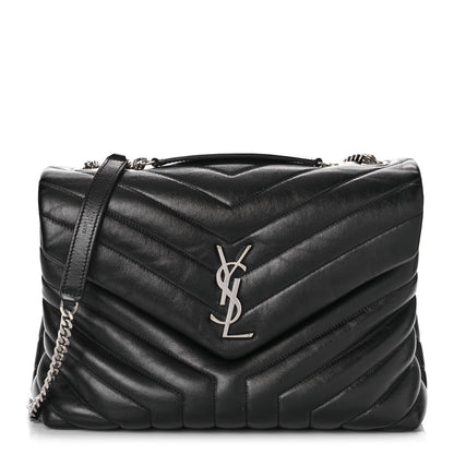 Saint Laurent Calfskin Y Quilted Monogram Medium Loulou Chain Satchel Black 1 of 10