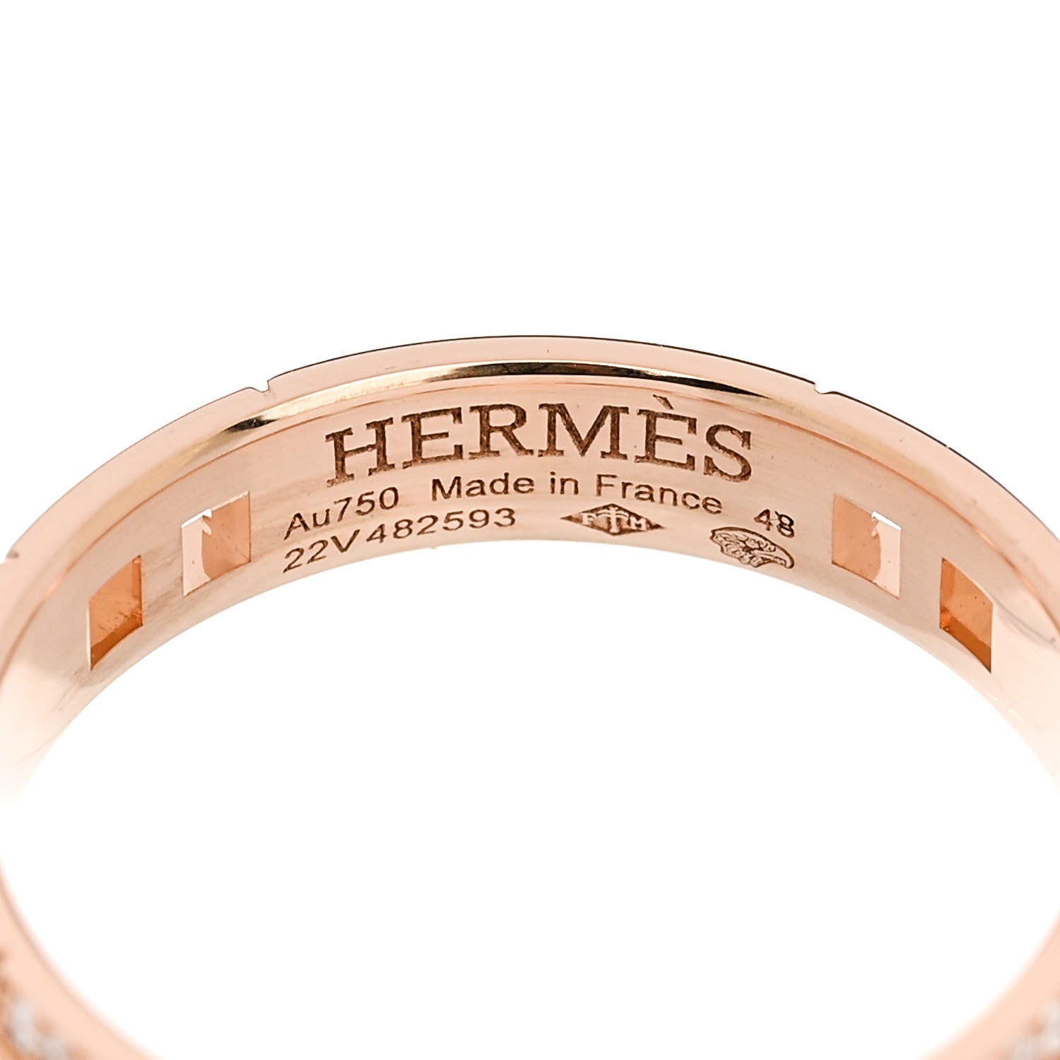 Hermes 18K Rose Gold Diamond Ever Herakles Wedding Band Ring  48 4.5 4 of 4