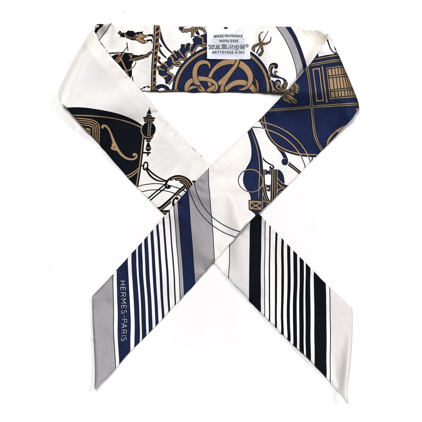 Silk Ex-Libris Twilly White Marine Gris