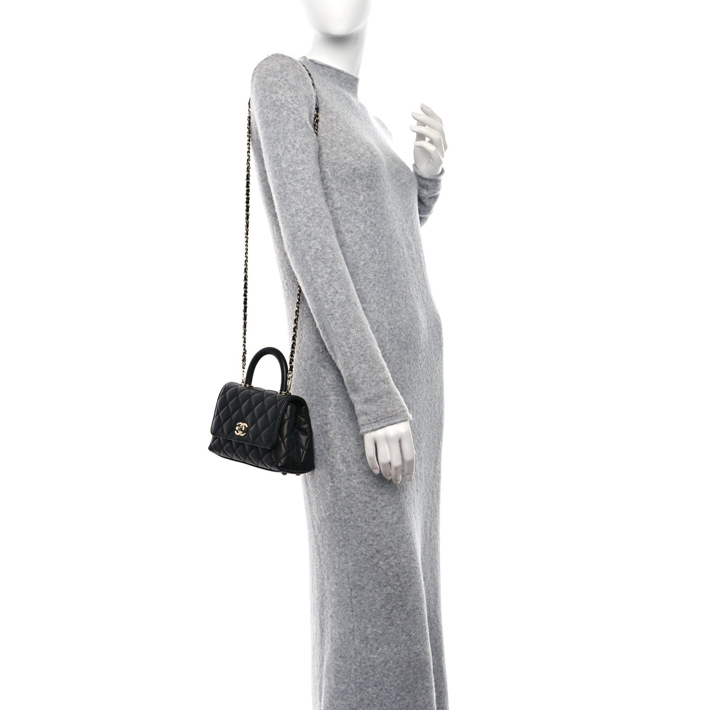 Caviar Quilted Extra Mini Coco Handle Flap Black