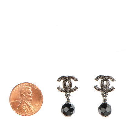 Chanel Ruthenium CC Bead Drop Clip On Earrings Black 2 of 6