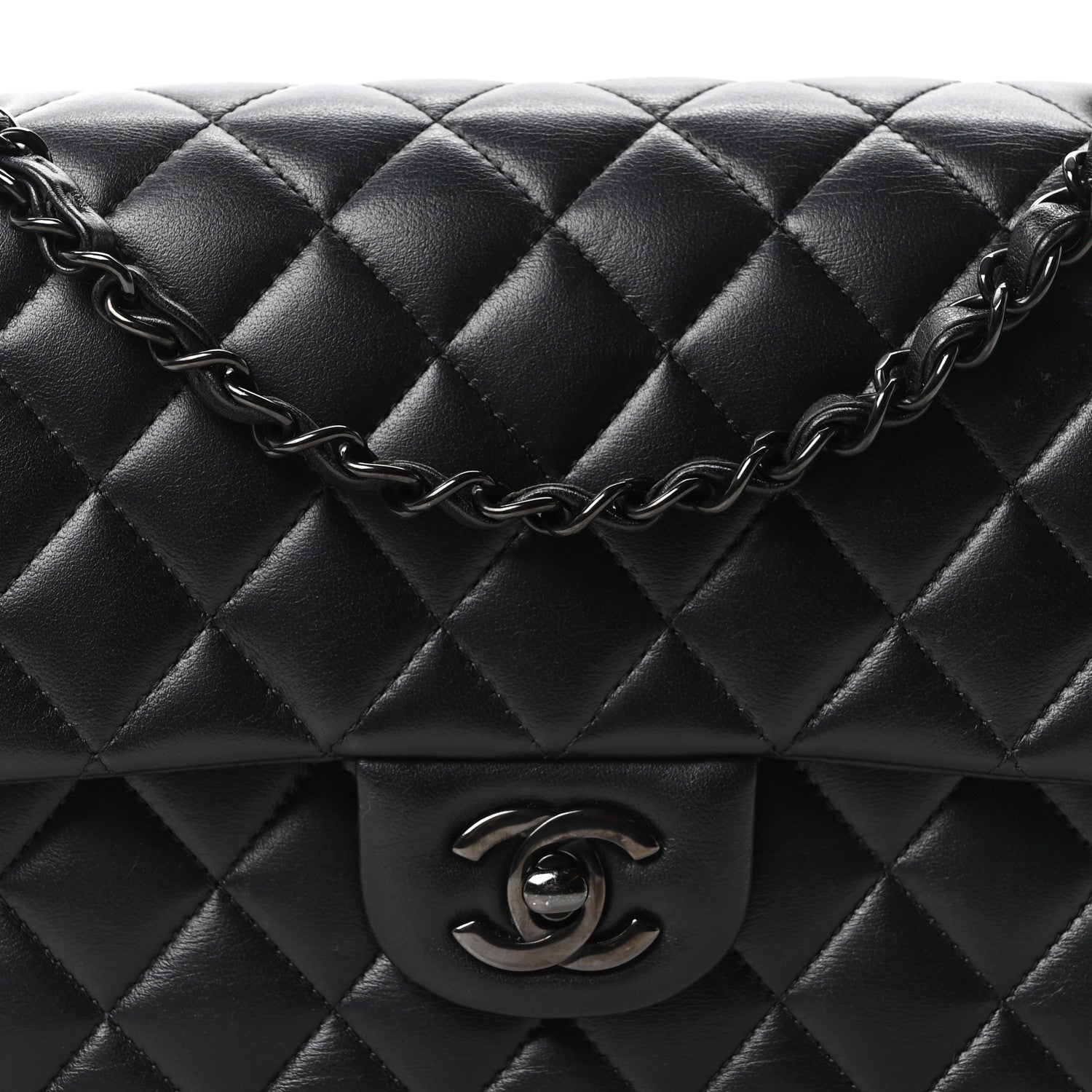 Chanel Lambskin Quilted Medium Double Flap So Black 8 of 10