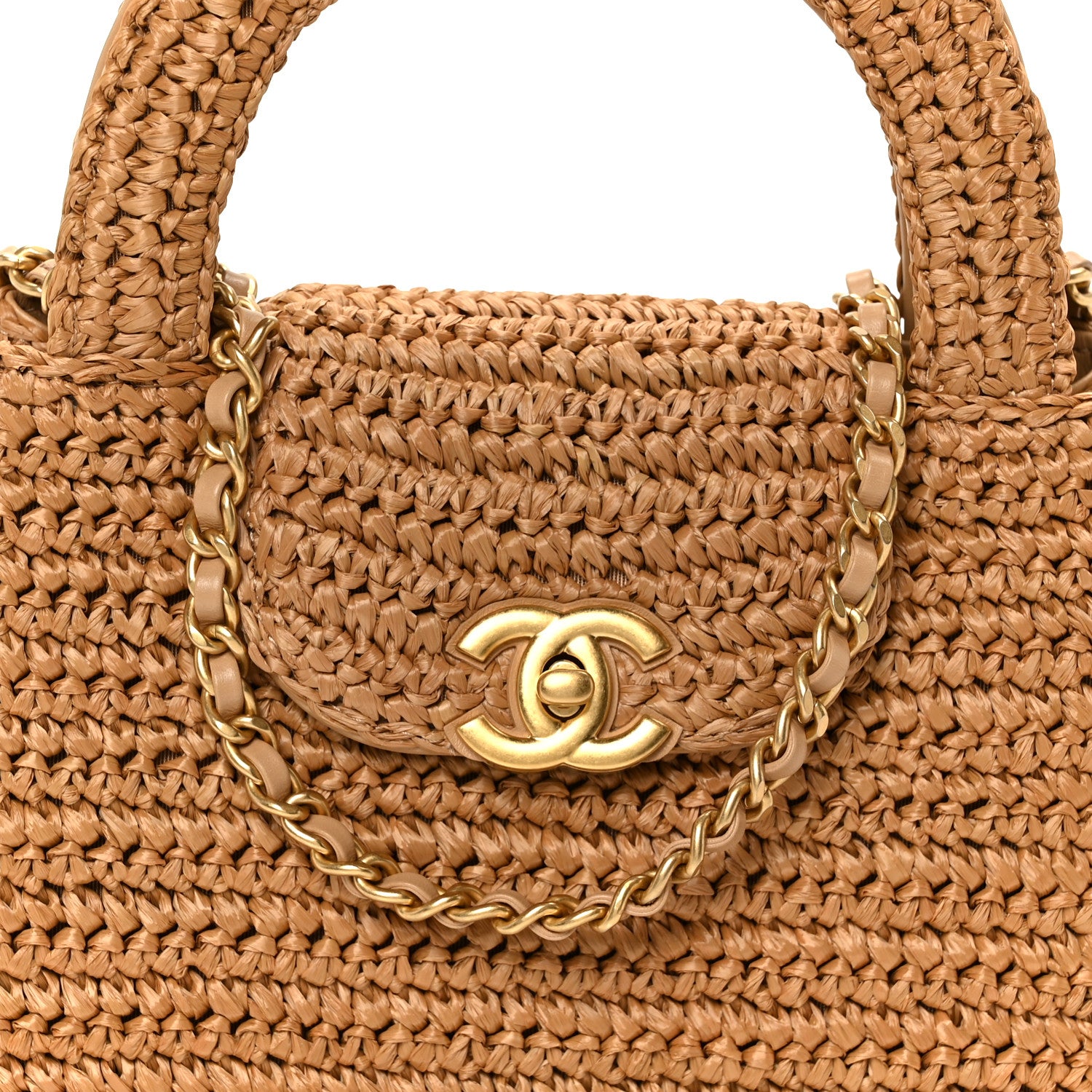 Chanel Braided Raffia Nano Kelly Flap Bag Dark Beige 7 of 10