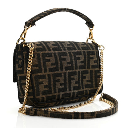 Fendi Fabric Jacquard FF 1974 Mini Baguette Tobacco Moro Black 3 of 11