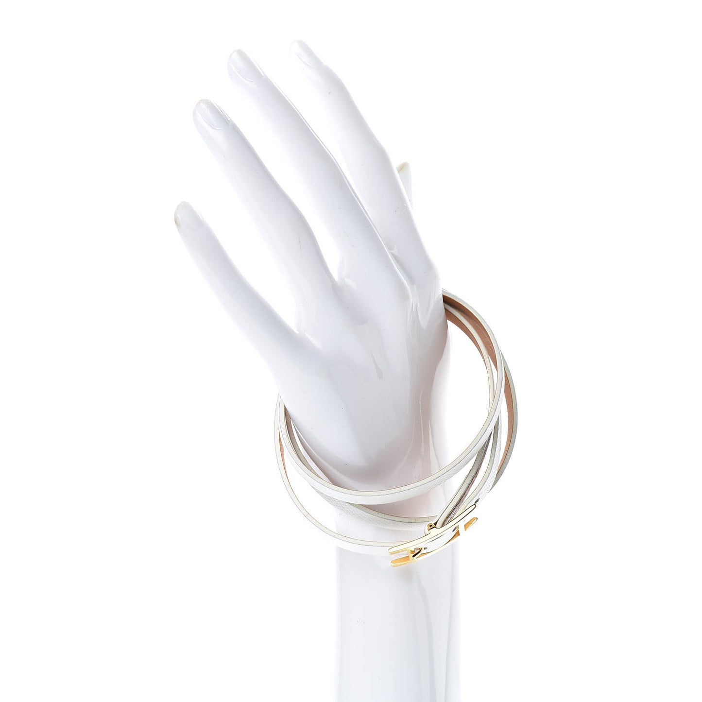 Epsom Hapi 3 MM Triple Tour Wrap Bracelet M White