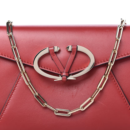 Valentino Garavani Calfskin V Rivet Chain Clutch Red 9 of 11