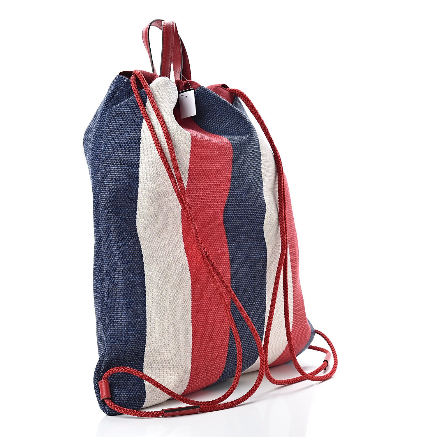 Gucci Canvas Logo Sylvie Stripe Drawstring Backpack Red 3 of 10