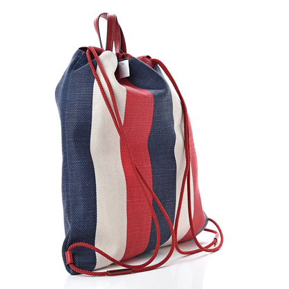 Gucci Canvas Logo Sylvie Stripe Drawstring Backpack Red 3 of 10