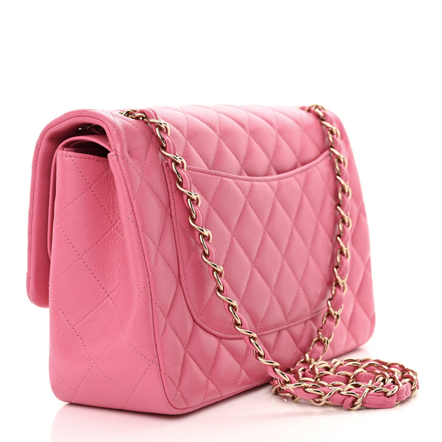 Caviar Quilted Jumbo Double Flap Pink