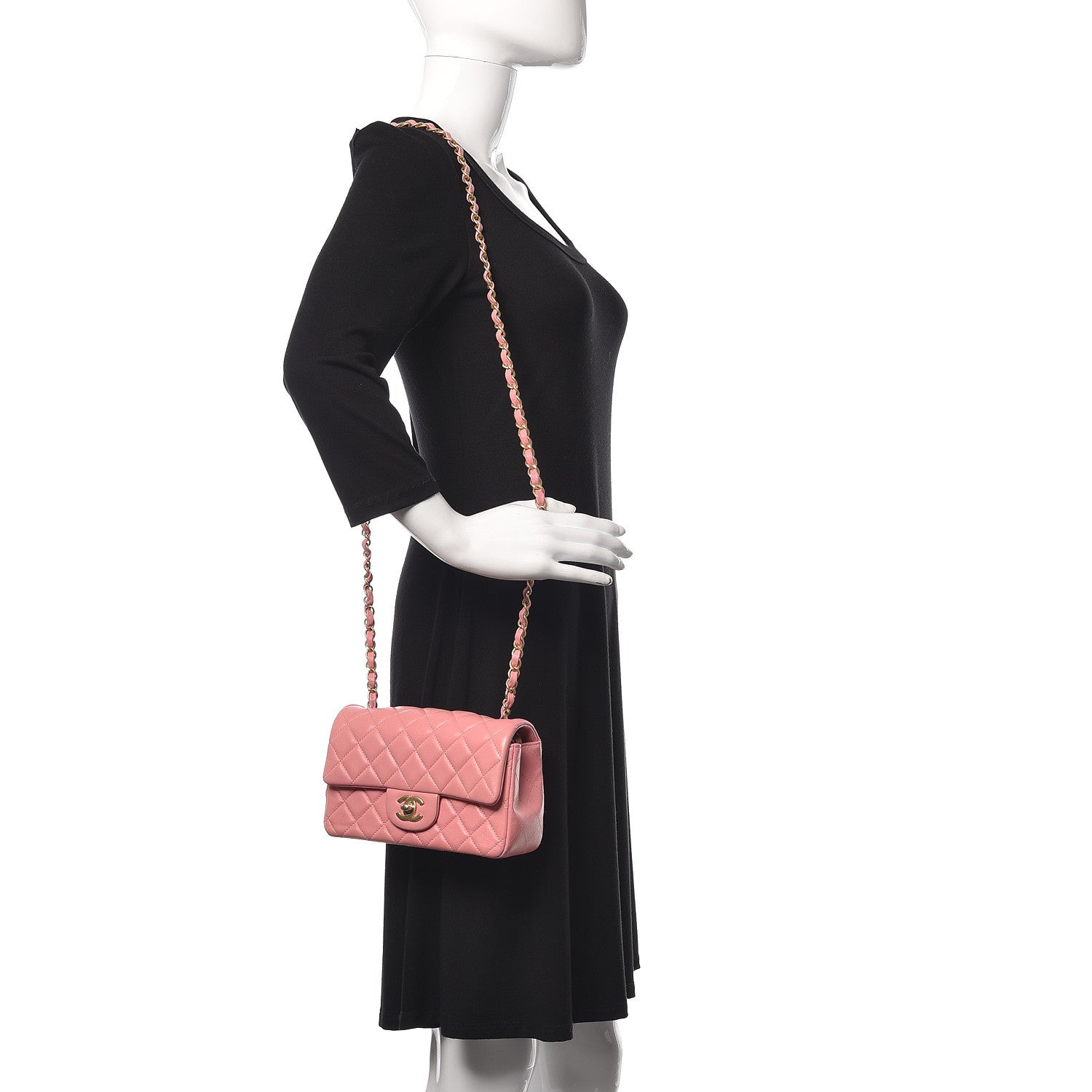 Chanel Lambskin Quilted Mini Rectangular Flap Pink 2 of 12