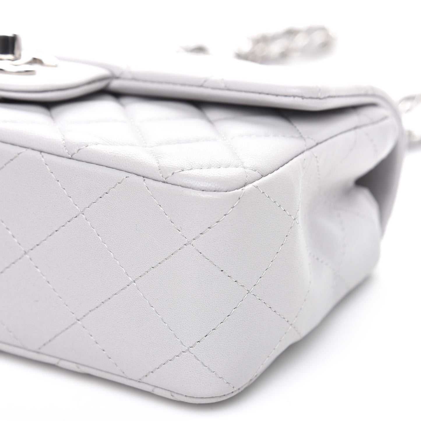Lambskin Quilted Mini Rectangular Flap Grey