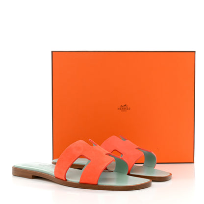 Hermes Suede Goatskin Oran Sandals 37 Rose Sorbet 9 of 9