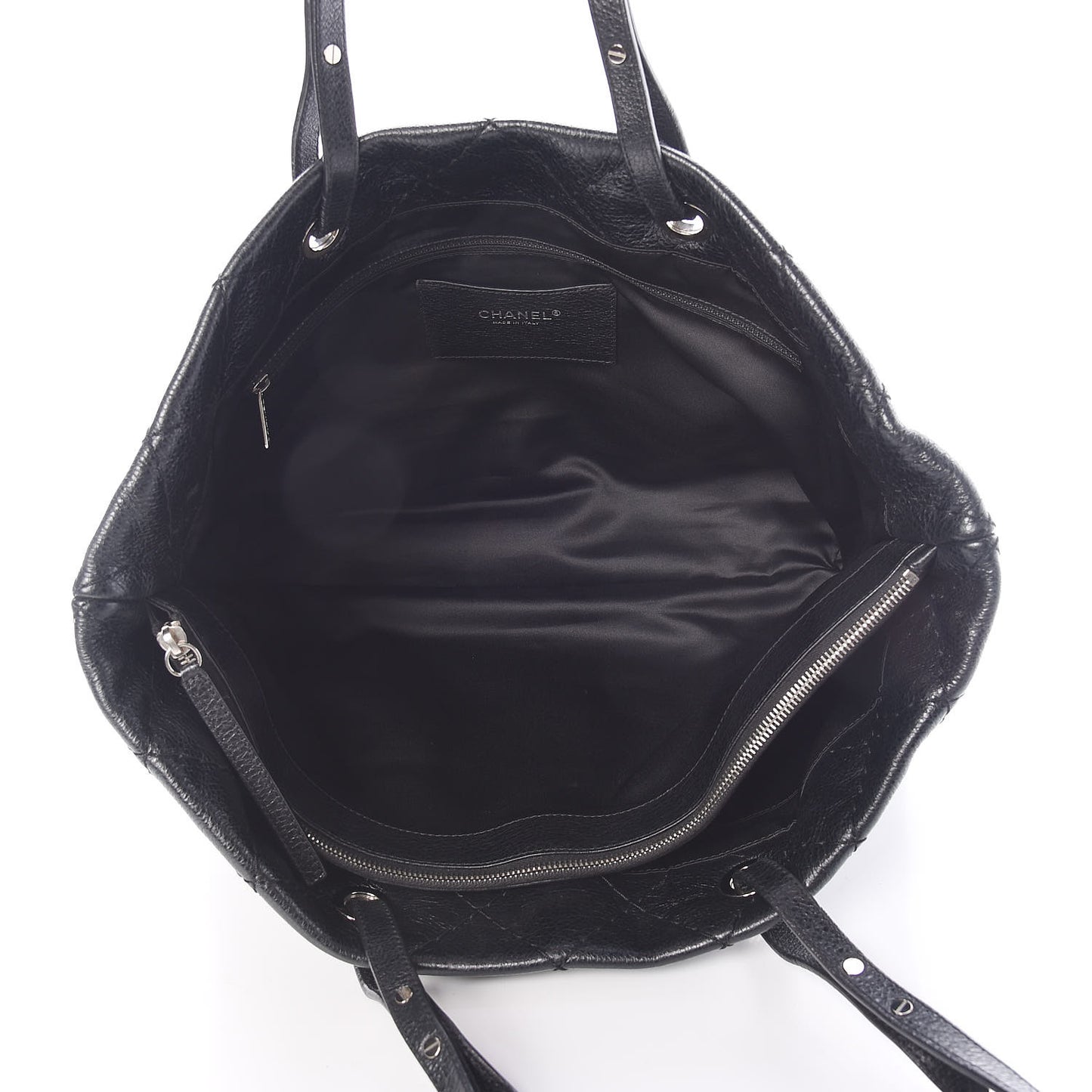 Glazed Calfskin Large On The Road Tote Black