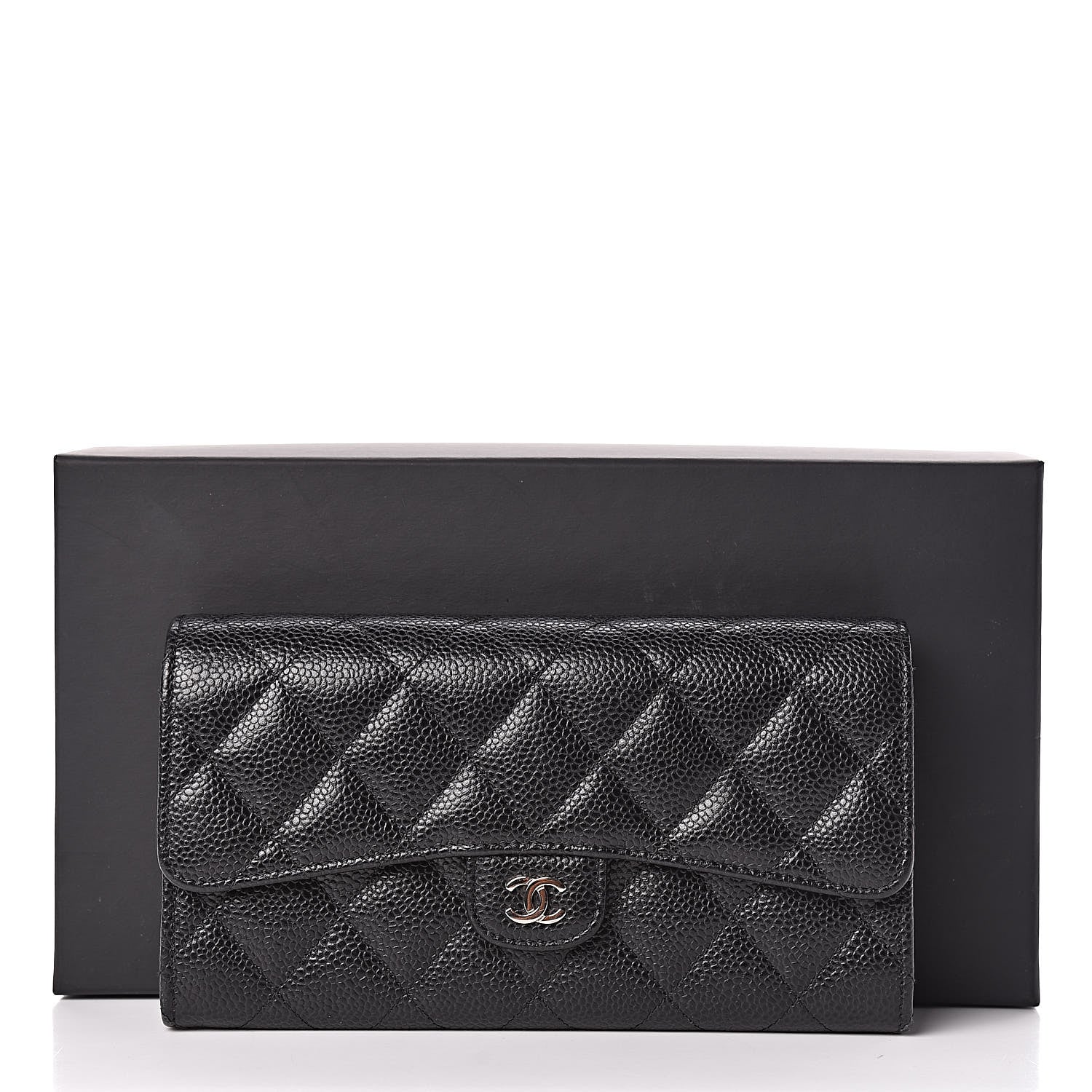 Chanel Caviar Quilted Large Flap Gusset Wallet Black 9 of 9