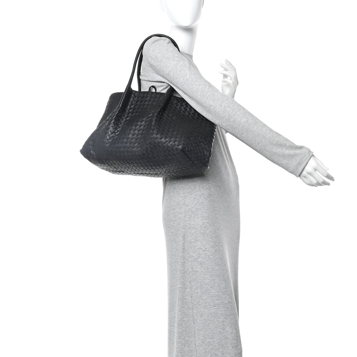Calfskin Intrecciato Pinacoteca Reversible Tote Black Fondant