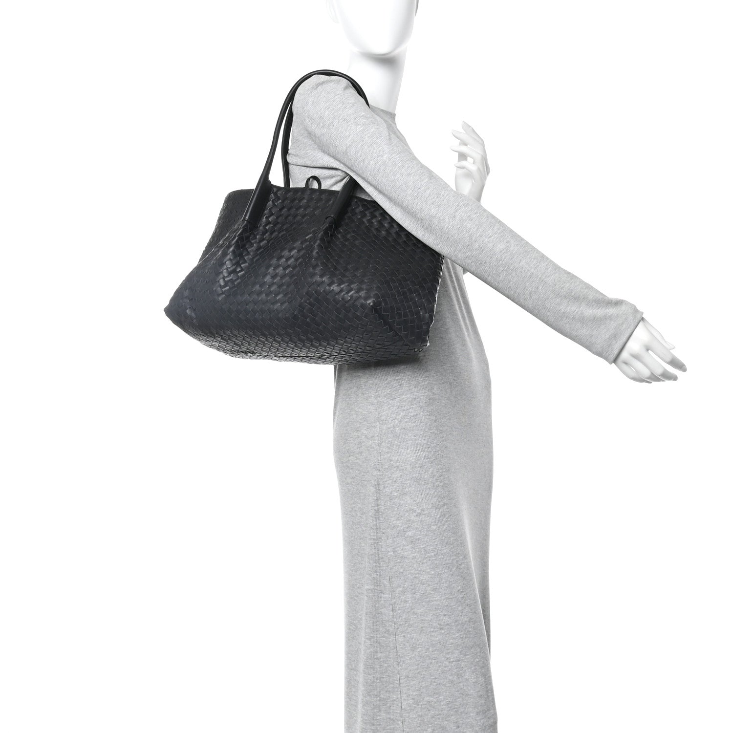 Bottega Veneta Calfskin Intrecciato Pinacoteca Reversible Tote Black Fondant 2 of 11