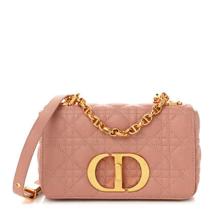 Christian Dior Grained Calfskin Cannage Small Caro Bag Rose De Vents 1 of 11