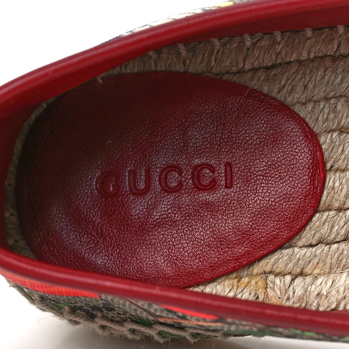 GG Supreme Monogram Tian Womens Espadrilles 36 Beige Multicolor Red