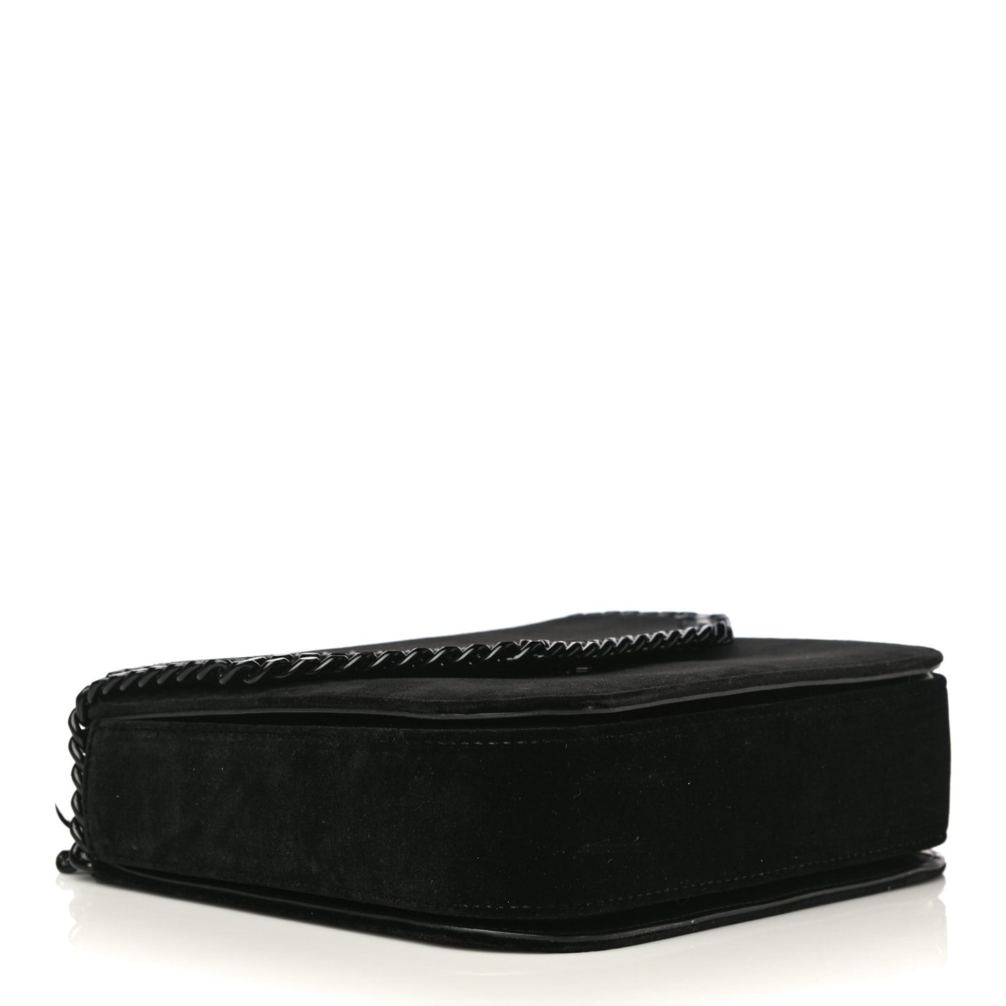Velvet Effect Medium Falabella Box Shoulder Bag Black