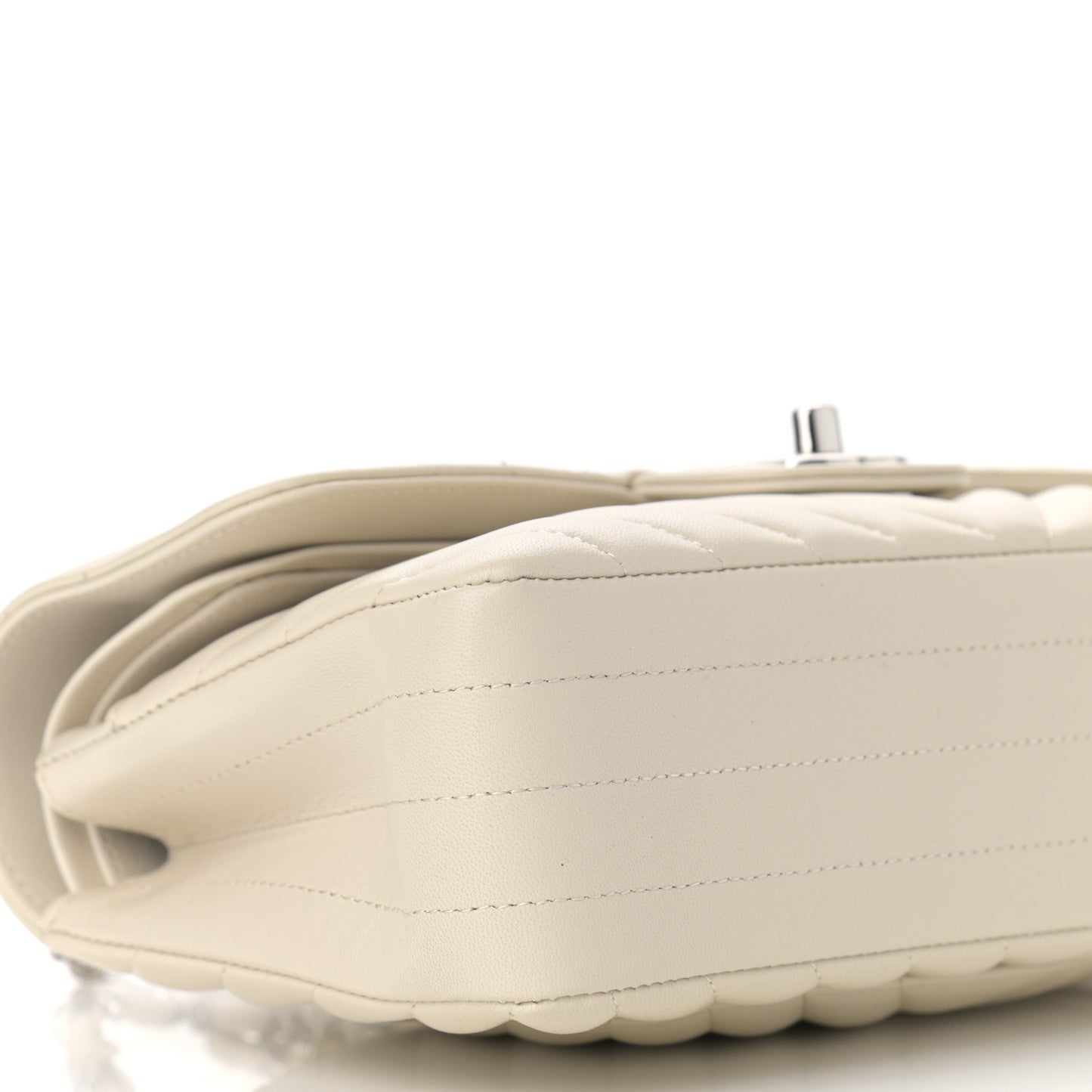 Lambskin Chevron Quilted Small Double Flap White