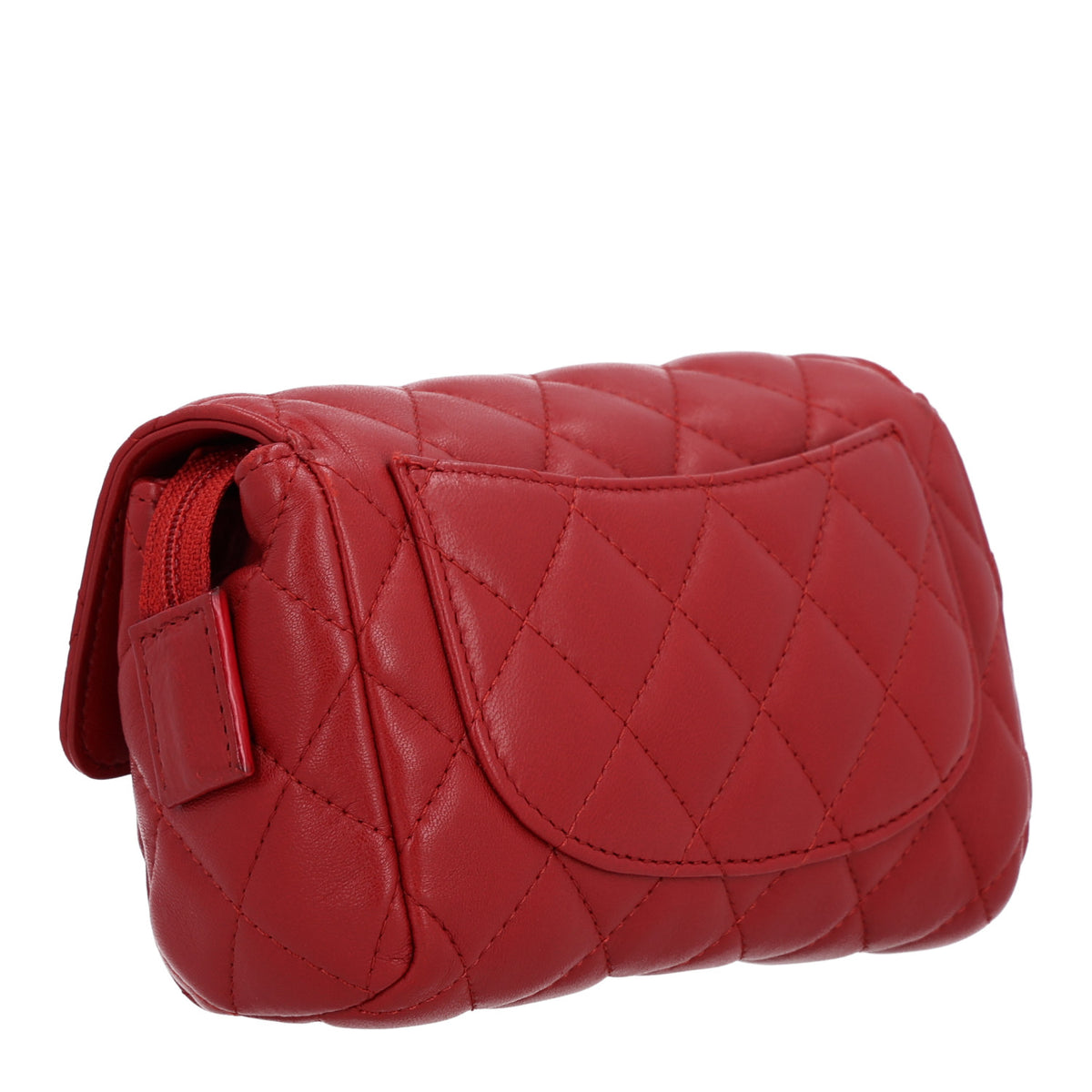 Chanel Lambskin Quilted Flap Cosmetic Case Red 3 of 11