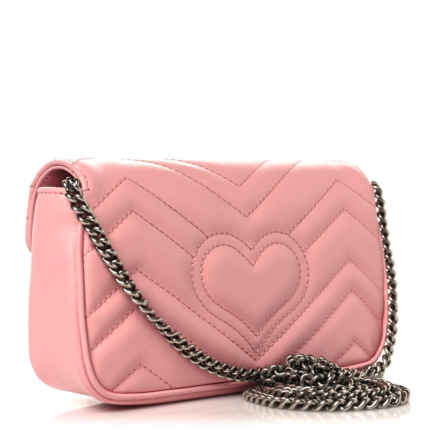 Calfskin Matelasse Super Mini GG Marmont Shoulder Bag Wild Rose
