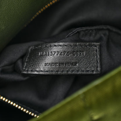 Saint Laurent Velvet Quilted Small Loulou Puffer Monogram Chain Satchel Kaki Musk 7 of 10