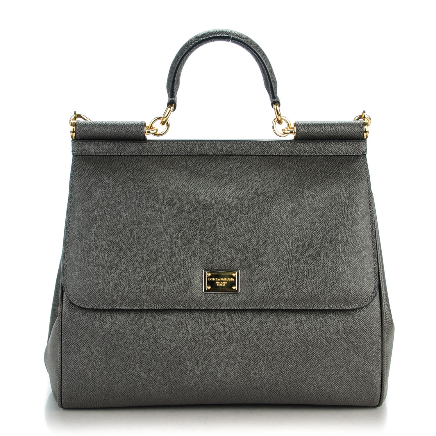 Dolce & Gabbana Vitello Dauphine Large Miss Sicily Satchel Grigio 1 of 6
