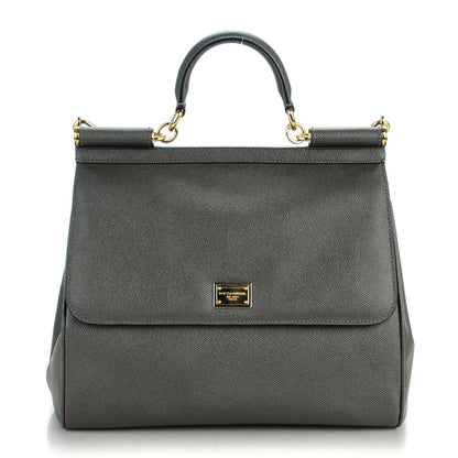 Dolce & Gabbana Vitello Dauphine Large Miss Sicily Satchel Grigio 1 of 6