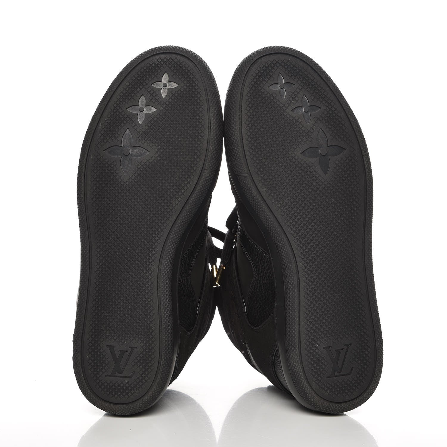 Louis Vuitton Calfskin Suede Monogram Cliff Top Wedge Sneakers 36 Black 5 of 8