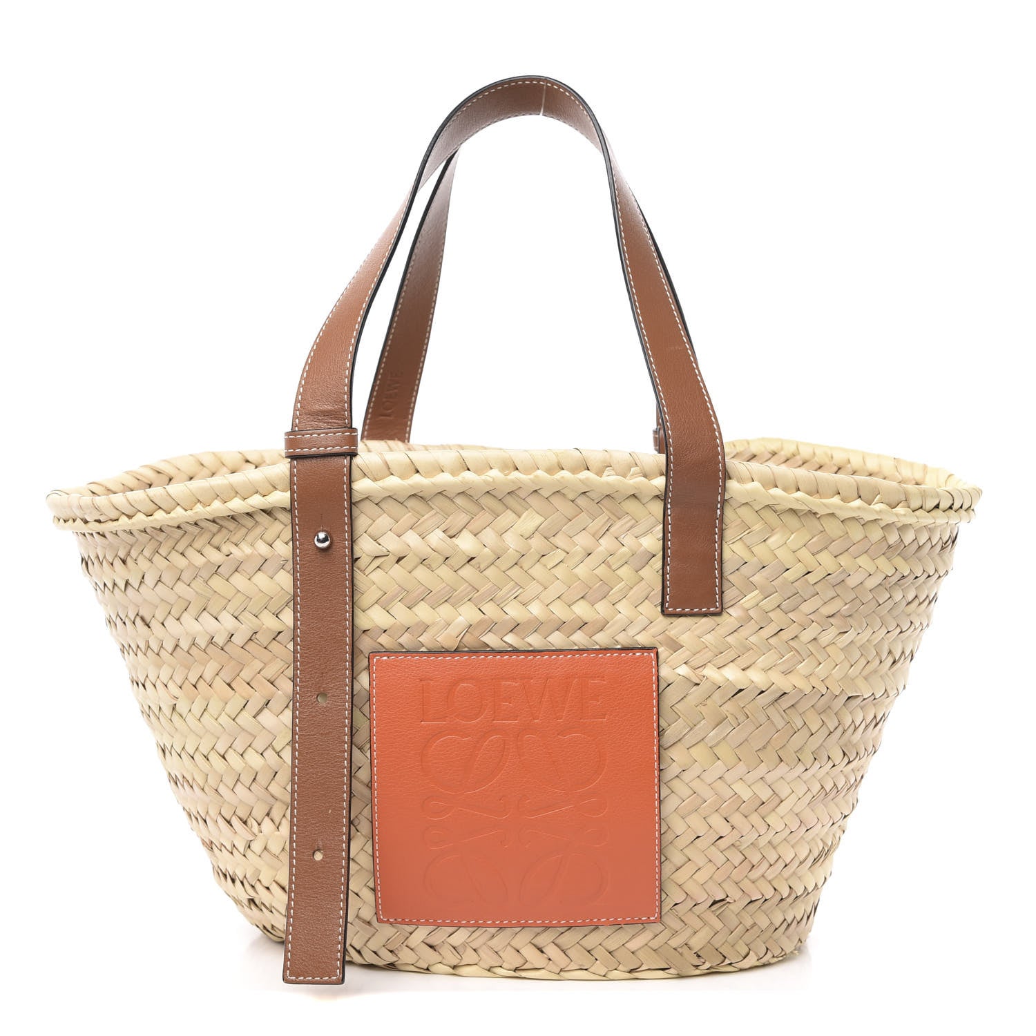 Loewe Raffia Basket Tote Bag Natural Tan Orange 1 of 9