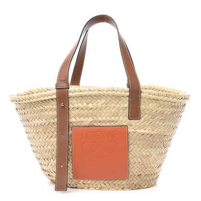 Loewe Raffia Basket Tote Bag Natural Tan Orange 1 of 9