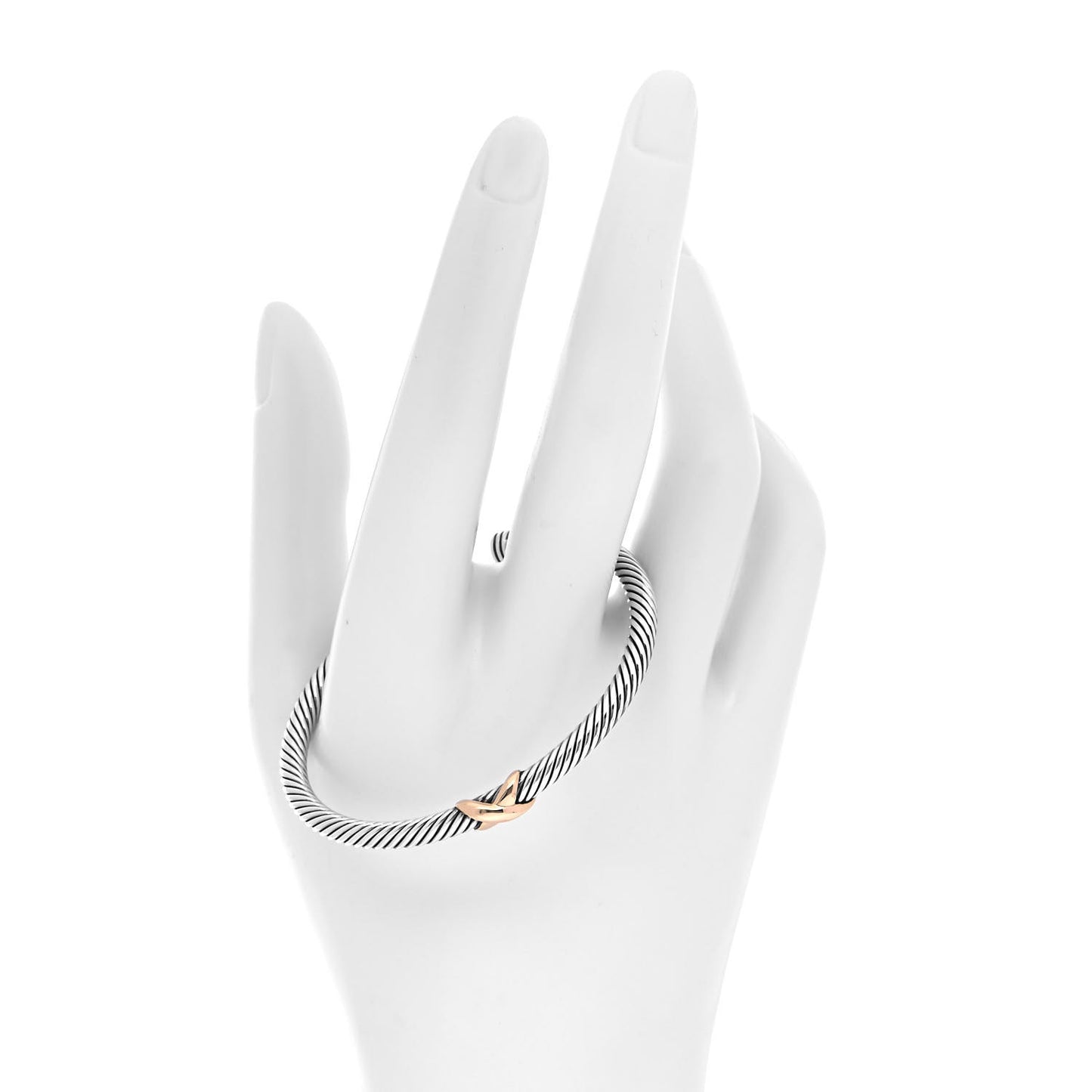Sterling Silver 18K Yellow Gold 4mm X Station Cable Bracelet
