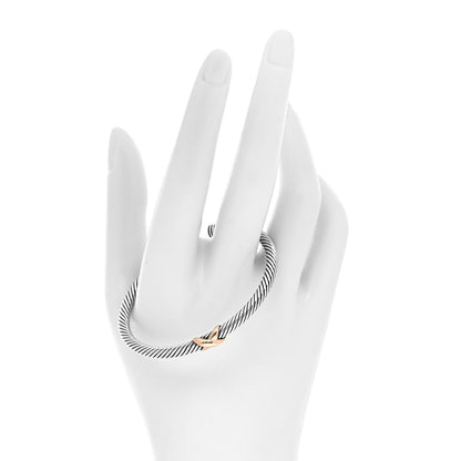 David Yurman Sterling Silver 18K Yellow Gold 4mm X Station Cable Bracelet 2 of 4