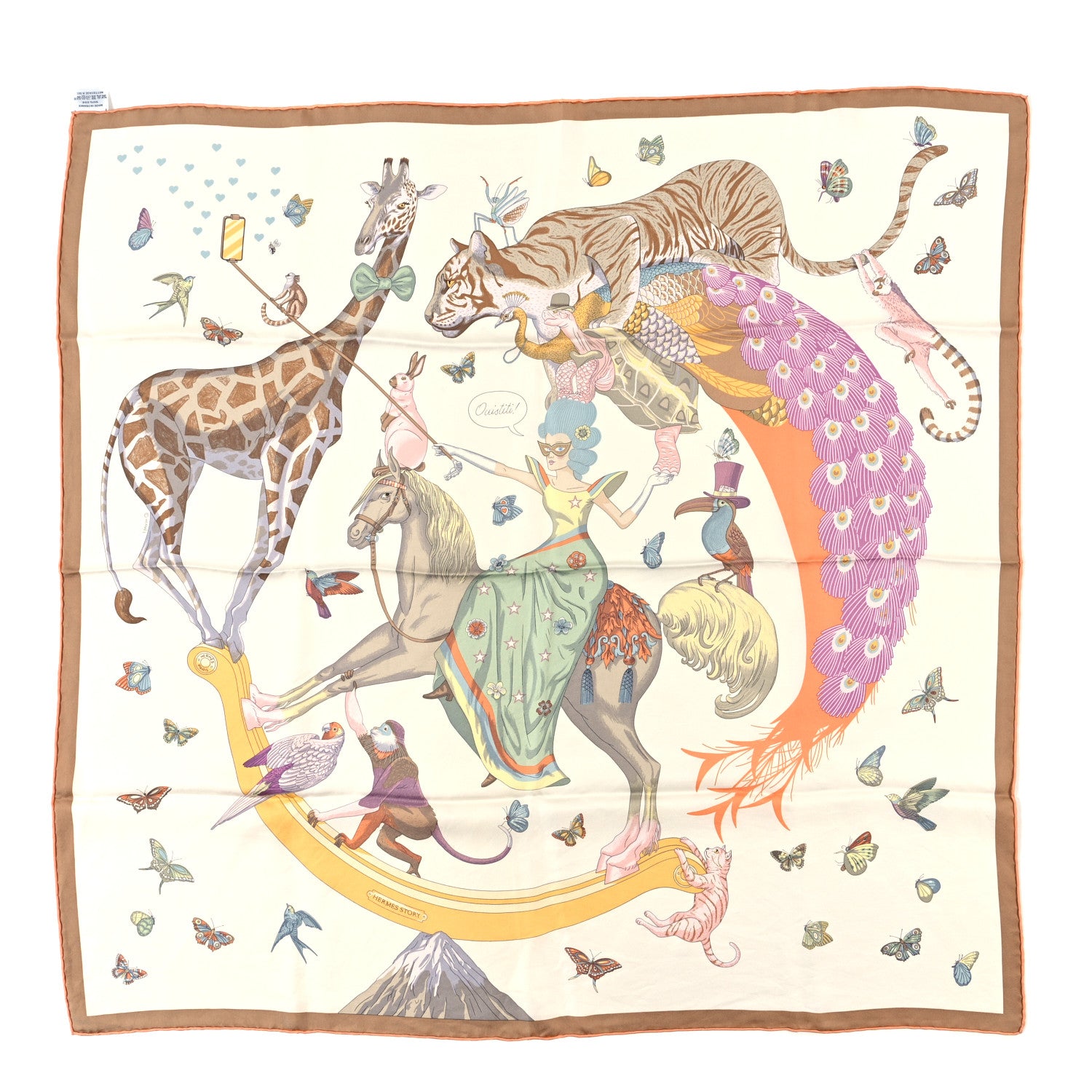 Hermes Silk Hermes Story Scarf 90 White Beige Multicolor 1 of 4