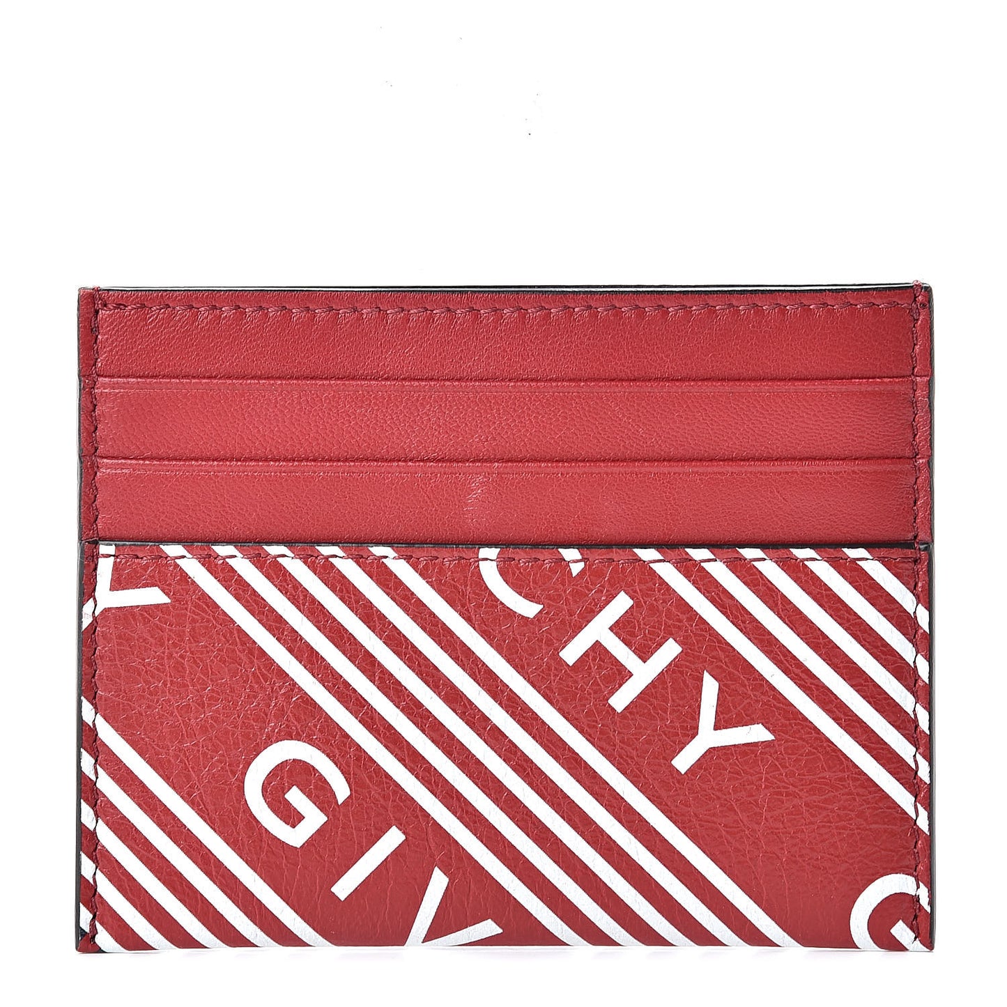 Lambskin logo Printed Card Holder Red