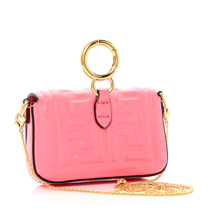Fendi Nappa Matisse FF Embossed Nano Maxi Buckle Baguette Charm Pink Dalia 3 of 8