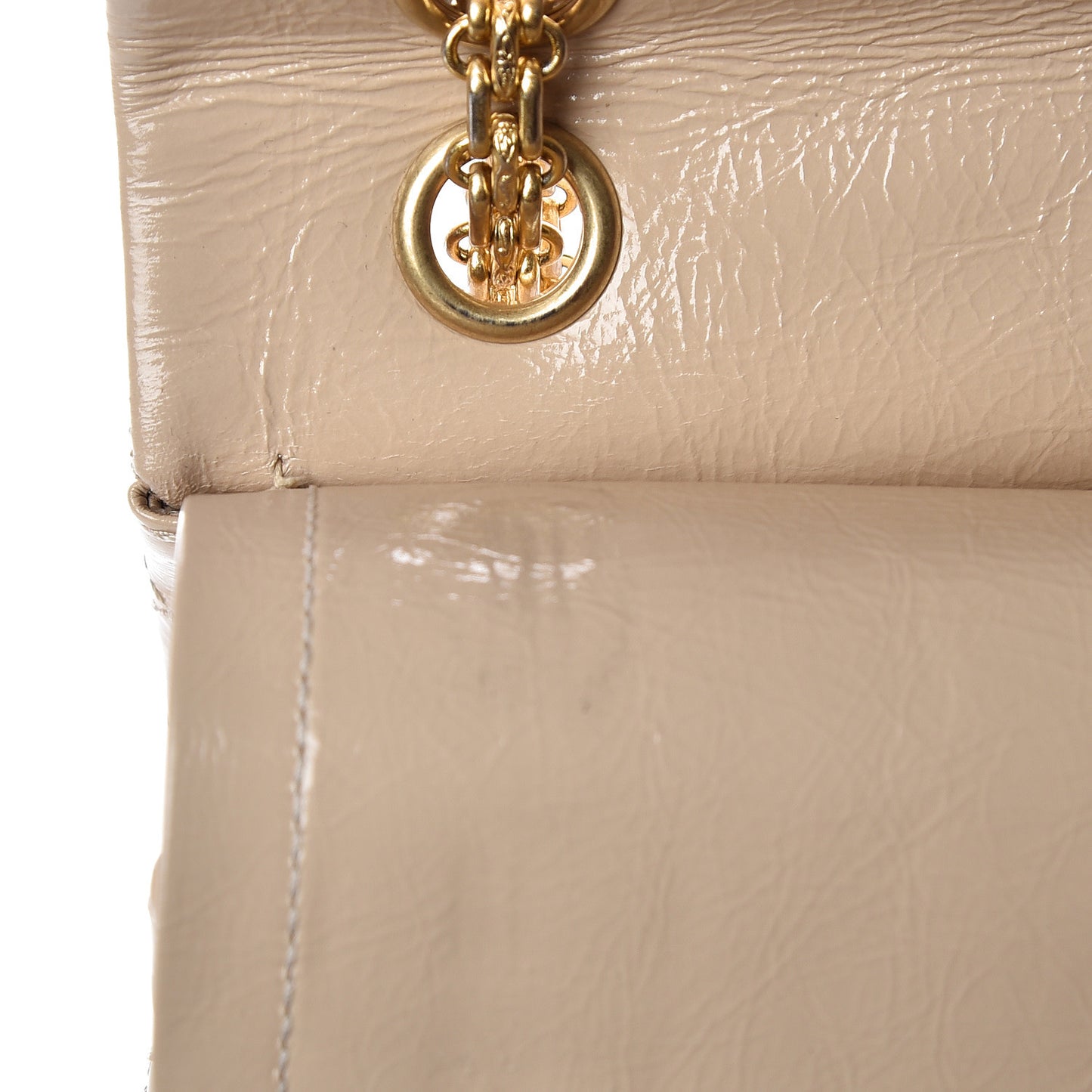 Distressed Patent Quilted 2.55 Reissue 226 Flap Beige
