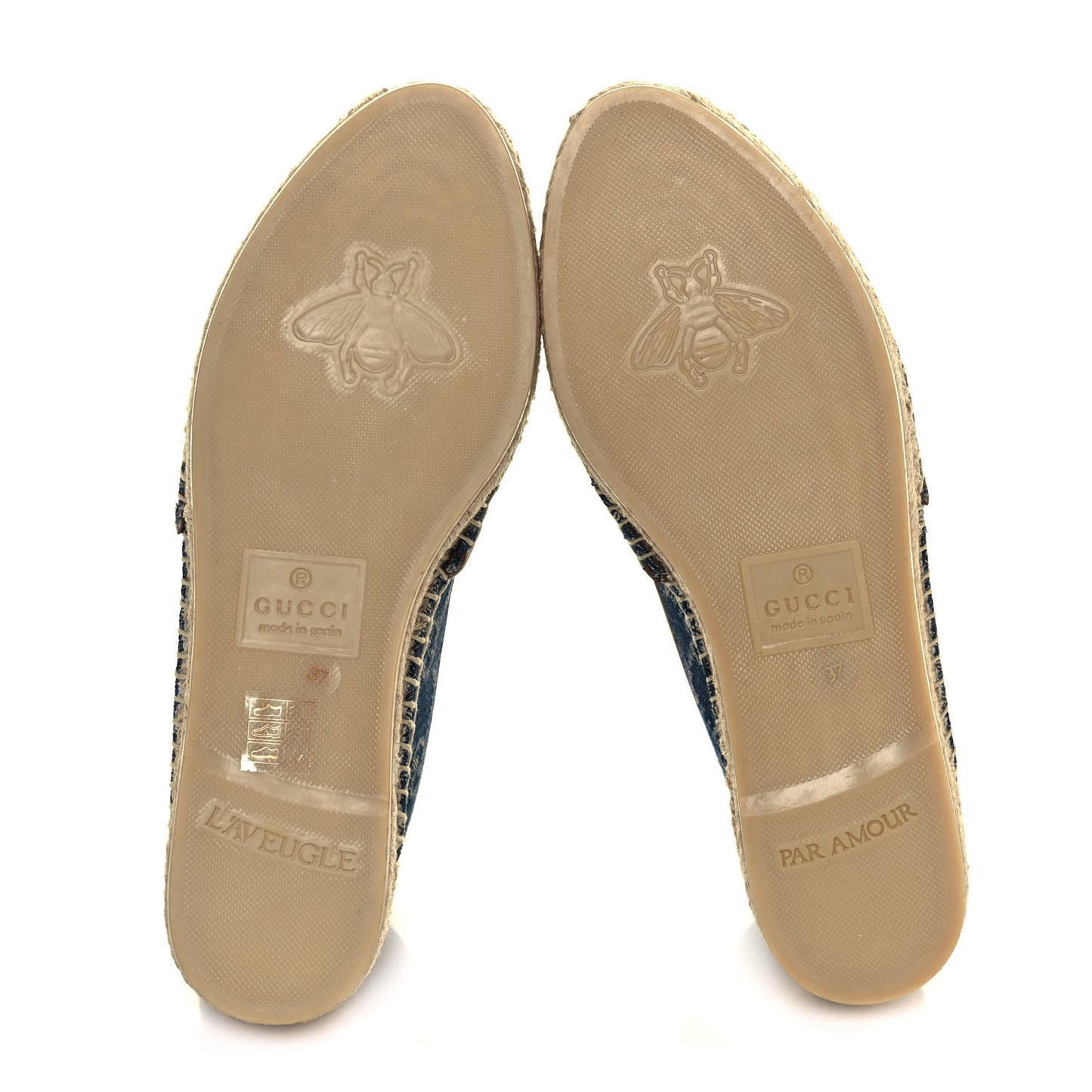 Denim GG Monogram Espadrilles 37 Blue Tea Cuir