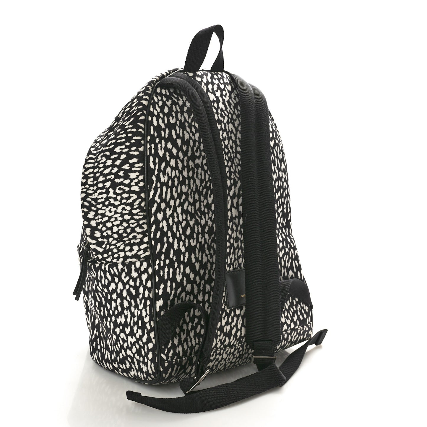 Canvas Leopard Print City Backpack Black White
