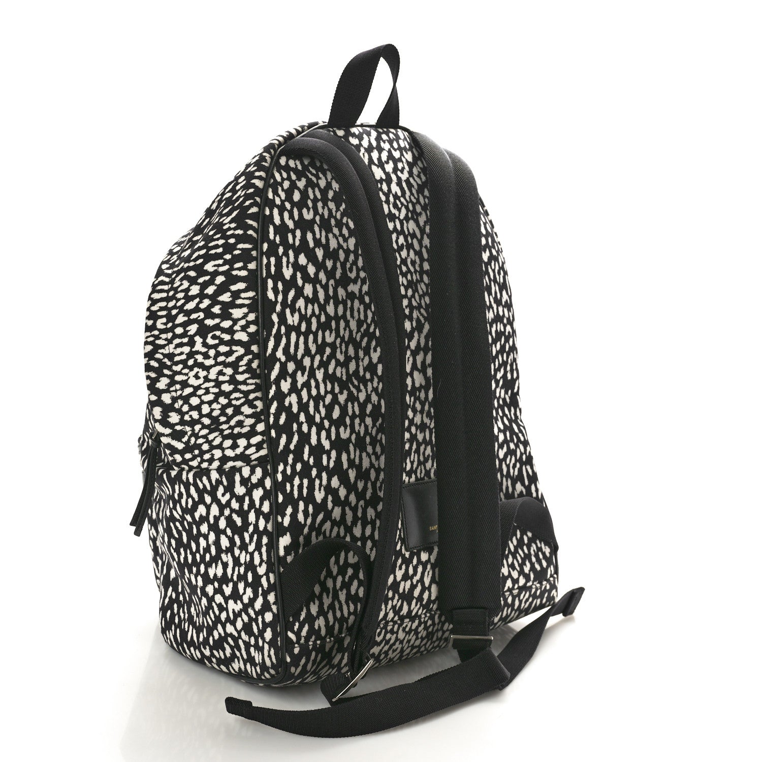 Saint Laurent Canvas Leopard Print City Backpack Black White 3 of 10