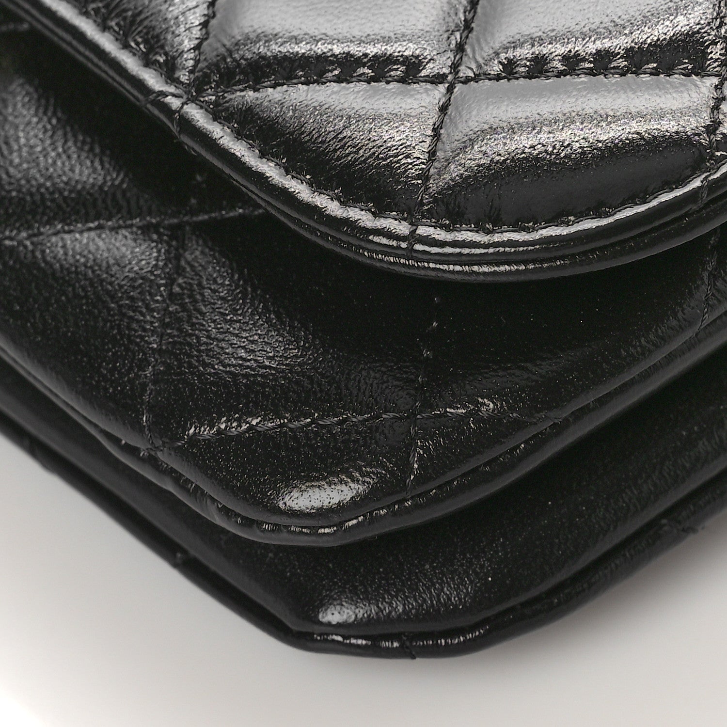 Chanel Shiny Lambskin Quilted Flap Phone Holder With Chain Black 9 of 10