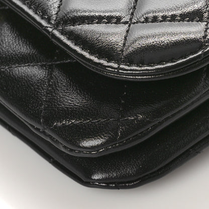 Chanel Shiny Lambskin Quilted Flap Phone Holder With Chain Black 9 of 10