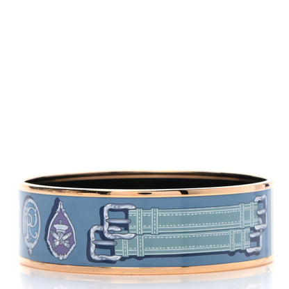 Hermes Enamel Printed Harnais Des Presidents Wide Bracelet 62 3 of 5