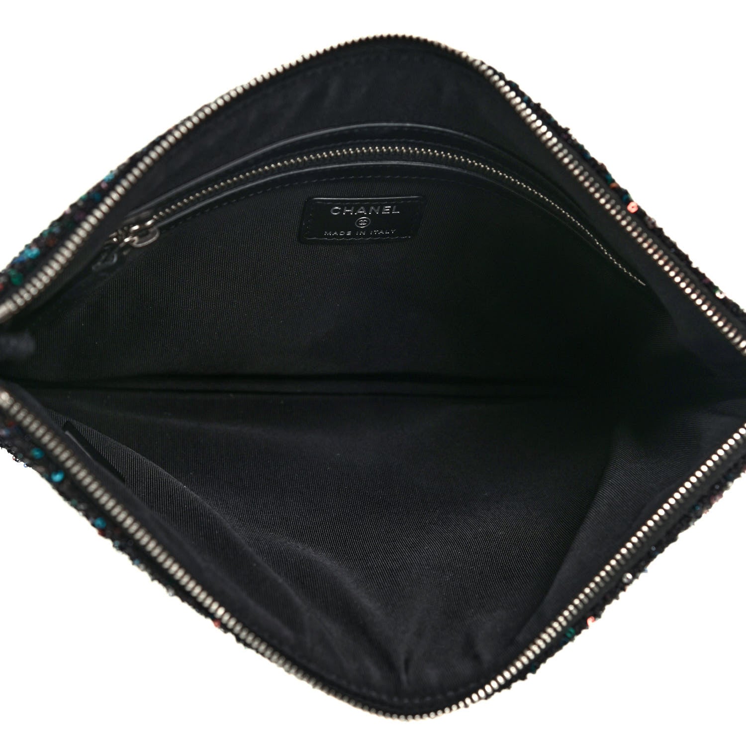 Chanel Canvas Sequin Medium Deauville Cosmetic Pouch Black 5 of 7