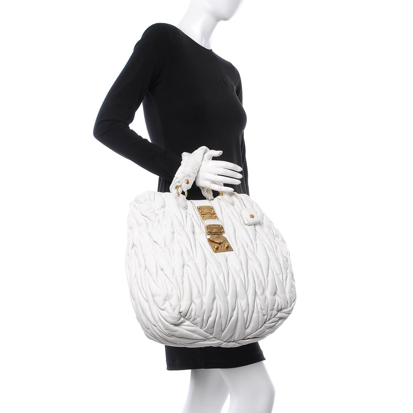 Nappa Matelasse Shopping Tote Bianco